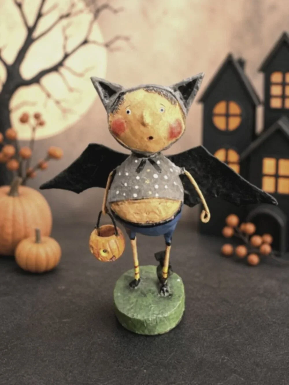 Lori Mitchell Bat Boy Ben Halloween Figurine 5 1/2" ESC Resin - Picture 1 of 7